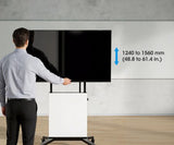 Manhattan Trolley Mount Stand for TV & Monitors (tool free height adjust), For screens:60" to 100",VESA:all between 200x200 to 1000x600mm -check the dimensions of the four mounting holes on back of screen to ensure it fits,Max 80kg,Height 1240 to 1560mm,L