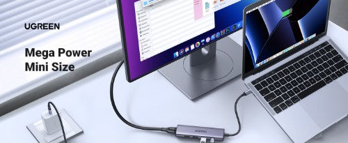 Ugreen 15596 laptop dock/port replicator Wired USB 3.2 Gen 1 (3.1 Gen 1) Type-A + Type-C Aluminium