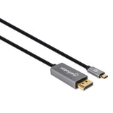 Manhattan USB-C to DisplayPort 1.4 Cable, 8K@60Hz, 2m, Male to Male, Not Bi-Directional, Black, Three Year Warranty, Equivalent to CDP2DP146B (except 20cm longer)