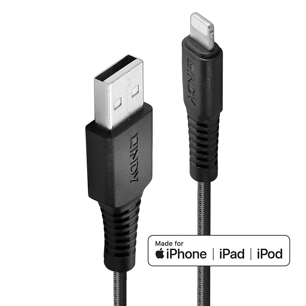 0.5m Reinforced USB Type A to Lightning Charge and Sync Cable