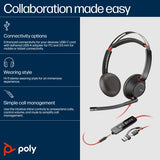 HP Poly Blackwire 5220 Stereo USB-C Headset +3.5mm Plug +USB-C/A Adapter (Bulk)