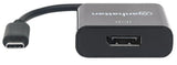 Manhattan USB-C to DisplayPort 1.2 Cable, 4K@30Hz, 21cm, Male to Female, Black, Lifetime Warranty