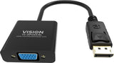 Vision TC-DPVGA/BL video cable adapter DisplayPort VGA (D-Sub) Black