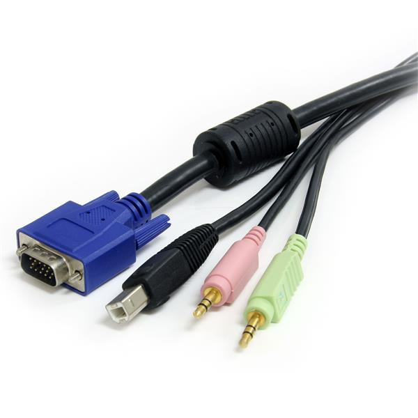 6 ft 4-in-1 USB VGA KVM Switch Cable with Audio and Microphone