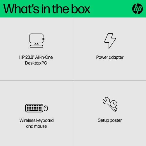 HP All-in-One 24-cr0064na Intel® Core™ i5 i5-1335U 60.5 cm (23.8") 1920 x 1080 pixels All-in-One PC 8 GB DDR4-SDRAM 256 GB SSD Windows 11 Home Wi-Fi 6 (802.11ax) White
