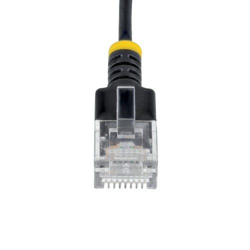 StarTech.com 15cm Black Ultra Slim CAT6a Ethernet Cable, Snagless, UTP, Pure Bare Copper Wire, 34AWG Slim RJ45 Network Patch Cord, Individually Tested