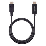 Manhattan DisplayPort 1.2 to HDMI Cable, 4K@60Hz, 1m, Male to Male, DP With Latch, Black, Not Bi-Directional, Three Year Warranty, Equivalent to 3F-DP-HDMI-4K60-HDR