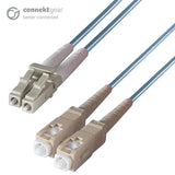 connektgear 15m Duplex Fibre Optic Multi-Mode Cable OM3 50/125 Micron LC to SC Aqua 3-5 working days non cancellable non returnable
