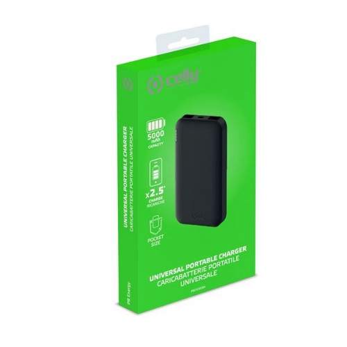 Celly PBE5000 power bank Black Lithium-Ion (Li-Ion) 5000 mAh
