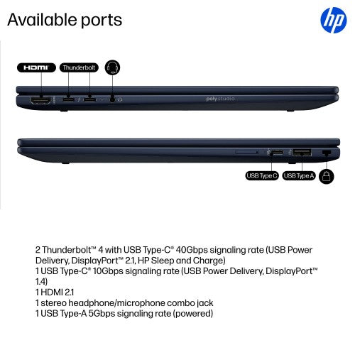 HP EliteBook X Flip G1i Next Gen AI PC Copilot+ PC Intel Core Ultra 7 258V Hybrid (2-in-1) 35.6 cm (14") Touchscreen WUXGA 32 GB LPDDR5x-SDRAM 1 TB SSD Wi-Fi 7 (802.11be) Windows 11 Pro Blue