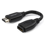 StarTech.com 6" (15cm) HDMI Port Saver Cable - 4K 60Hz High Speed HDMI 2.0 Extension Cable with Ethernet - Short HDMI Extension Cable - HDMI Male to Female Extension Adapter Cord