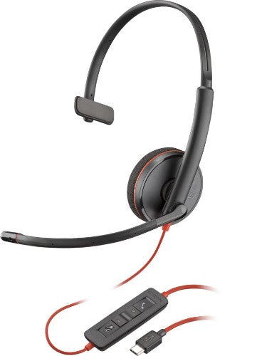 HP Poly Blackwire 3210 Monaural USB-C Headset +USB-C/A Adapter (Bulk)