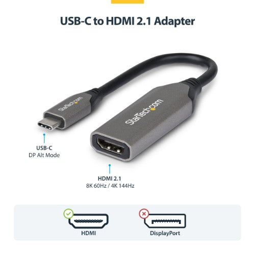 StarTech.com 112B-USBC-HDMI21 video cable adapter 0.2 m USB Type-C HDMI Type A (Standard) Grey