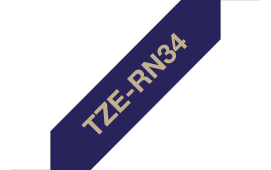 Brother TZE-RN34 DirectLabel gold on Navy blue non adhesive textil 12mm x 4m for Brother P-Touch TZ 3.5-18mm/6-12mm/6-18mm/6-24mm/6-36mm  - Printers & Scanners - Brother