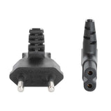 Manhattan Mains Power Cord/Cable (Right Angled), Euro 2-pin (CEE 7/16 Euro 8) plug to C7 Female (figure of eight), 2m, 2.3A, Black, Lead, Lifetime Warranty