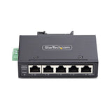 StarTech.com 5-Port Unmanaged Industrial Network Switch, 100/1000 Ethernet, DIN Rail/Wall-Mountable, Rugged IP30 Gigabit Switch, -40F-167F, 9~60V DC, TAA Compliant