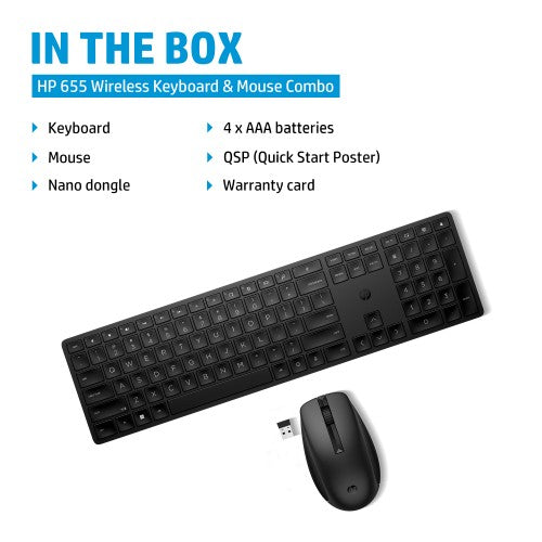 HP 655 Wireless Keyboard and Mouse Combo (Bulk 10)