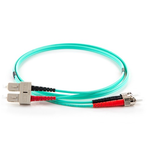 connektgear 10m Duplex Fibre Optic Multi-Mode Cable OM3 50/125 Micron ST to SC - Aqua