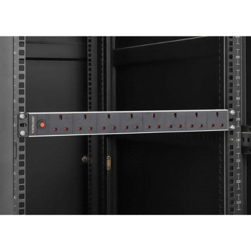 Intellinet 19" 1U PDU 7-way UK, Overload Protection, Rackmount, Power Distribution Unit, UK 3-pin outlets, 3m power cord, output