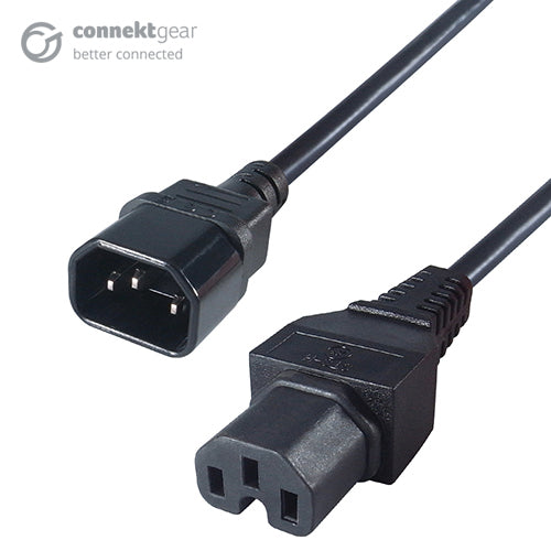 connektgear 2m Mains Extension Hot Rated Power Cable C14 Plug to C15 Socket  - Computer Cables - connektgear