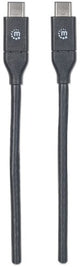 Manhattan USB-C to USB-C Cable, 1m, Male to Male, Black, 10 Gbps (USB 3.2 Gen2 aka USB 3.1), 3A (fast charging), SuperSpeed+ USB, Lifetime Warranty, Equivalent to USB31CC1M