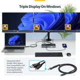 StarTech.com Triple-Monitor USB-C Docking Station, 140W Laptop Charging Dock for MacBook Pro and Windows, 4K 60Hz HDMI or DisplayPort, TAA