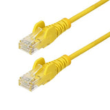 StarTech.com 2m Yellow Slim CAT6 Ethernet Cable, Snagless, 100W PoE, UTP, LSZH, 28AWG Pure Bare Copper Wire, Slim RJ45 Network Patch Cord w/Strain Reliefs, Individually Tested