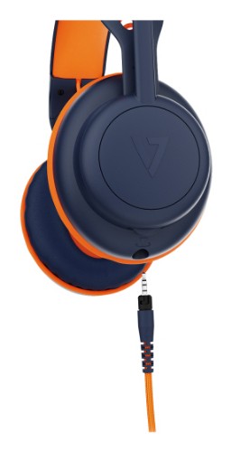 V7 Safe Sound 2 Education Headset - Stereo - Mini-phone (3.5mm) - USB-A - USB-C - Wired - On-ear - Binaural - Circumaural - 1.8 m /6 ft Cable - Inline Controller - Configurable Acoustic Output - Noise Cancelling - Bi-directional Microphone - Adjustable Pa