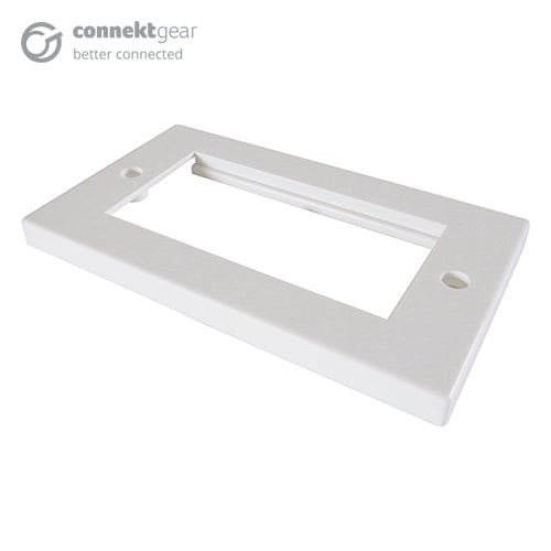 connektgear Double Faceplate for RJ45 Modules - 4 Module version 145 x 85mm - White  - Wiring Devices & Accessories - connektgear