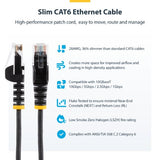 StarTech.com 3m Yellow Slim CAT6 Ethernet Cable, Snagless, 100W PoE, UTP, LSZH, 28AWG Pure Bare Copper Wire, Slim RJ45 Network Patch Cord w/Strain Reliefs, Fluke Tested