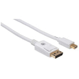 Manhattan Mini DisplayPort 1.2 to DisplayPort Cable, 4K@60Hz, 2m, Male to Male, White, Lifetime Warranty, Equivalent to MDP2DPMM2MW