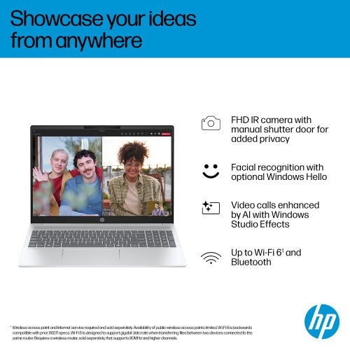 HP OmniBook 5 16-bc1003na AMD Ryzen™ 5 8540U Laptop 40.6 cm (16") 2K 8 GB LPDDR5-SDRAM 512 GB SSD Wi-Fi 6 (802.11ax) Windows 11 Home Silver