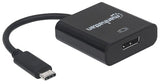 Manhattan USB-C to DisplayPort 1.2 Cable, 4K@30Hz, 21cm, Male to Female, Black, Lifetime Warranty