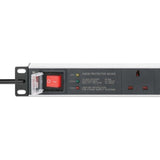 Intellinet 19" 1U PDU 6-way UK, With switch and Surge Protection, Rackmount, Power Distribution Unit, UK 3-pin outlets, 3m power cord, output