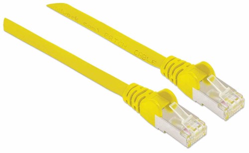Intellinet Network Patch Cable, Cat7 Cable/Cat6A Plugs, 1m, Yellow, Copper, S/FTP, LSOH / LSZH, PVC, RJ45, Gold Plated Contacts, Snagless, Booted, Lifetime Warranty