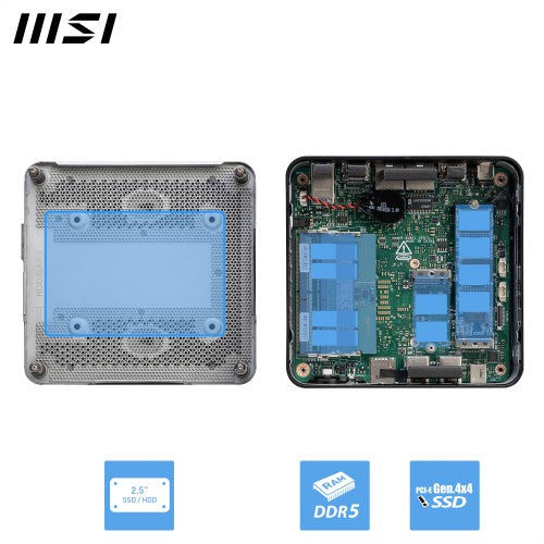 MSI Cubi NUC 1M Intel Core 5 120U (14th Gen) Barebone, NUC, SFF, Mini Computer, HTPC, (NO RAM, NO Storage, NO OS), Intel Graphics/DDR5/Dual ThunderBolt 4/Dual HDMI/Dual LAN/WiFi 6E/BT 5.3/VESA