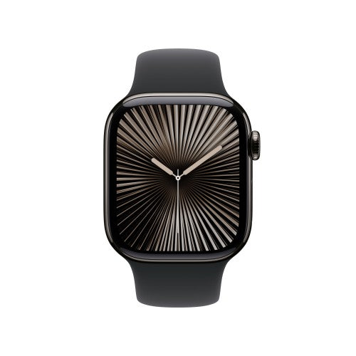 Apple Watch Series 10 GPS + Cellular 42mm Slate Titanium Case with Black Sport Band - S/M