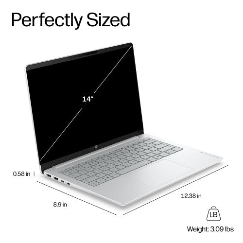 HP OmniBook 3 Laptop Next Gen AI 14-hz0001nax Copilot+ PC Snapdragon 35.6 cm (14") 2K 16 GB LPDDR5x-SDRAM 256 GB SSD Wi-Fi 6E (802.11ax) Windows 11 Home Silver
