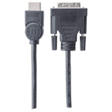 Manhattan HDMI to DVI-D 24+1 Cable, 1.8m, Male to Male, Black, Dual Link, Compatible with DVD-D, Lifetime Warranty, Equivalent to HDMIDVIMM6
