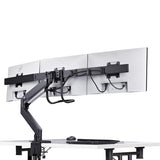 StarTech.com Crossbar Triple Monitor Desk Mount For Up To Three 27in Screens, VESA 75x75/100x100, Tool-Less Arm Adjustments, C-Clamp/Grommet, Spring-Assisted Arm