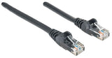 Intellinet Network Patch Cable, Cat6, 1m, Black, CCA, U/UTP, PVC, RJ45, Gold Plated Contacts, Snagless, Booted, Lifetime Warranty