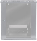 Intellinet 19" Network Cabinet - Wall Mount (Standard), 9U, 450mm Deep, Grey, Flatpack, Max 60kg, Suitable also for use on desk or floor, Usable Depth 260mm, Metal & Glass Door, Back Panel, Removeable Sides, Parts for wall install (eg screws/rawl plugs) n