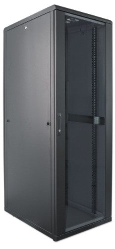 Intellinet 19" Network Cabinet - Free Standing, 42U, 800x800mm (width x depth), Black, Flatpack, Max 1500kg, Multi-Point Door Lock, One Lock Per Side Panel, Usable Depth 123 to 573mm, IP20 rated, Rack, Steel