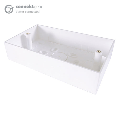 connektgear Double Gang Back Box Surface Mount 32mm Deep - White  - Wiring Devices & Accessories - connektgear