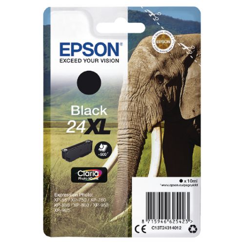 Epson C13T24314012/24XL Ink cartridge black high-capacity, 500 pages 10ml for Epson XP 750