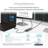 StarTech.com USB-C to Dual-HDMI Adapter - USB-C or A to 2x HDMI - 4K 60Hz - 100W Power Delivery Pass-Through - 1ft (30cm) Built-in Cable - USB to HDMI Multi-Monitor Converter for Laptop - TAA