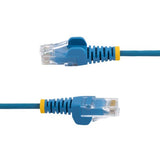 StarTech.com 15m Blue Slim CAT6 Ethernet Cable, Snagless, 100W PoE, UTP, LSZH, 28AWG Pure Bare Copper Wire, Slim RJ45 Network Patch Cord w/Strain Reliefs, Individually Tested