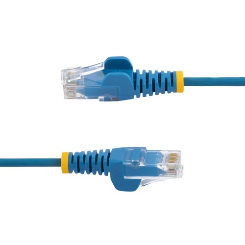 StarTech.com 25cm Blue Slim CAT6 Ethernet Cable, Snagless, 100W PoE, UTP, LSZH, 28AWG Pure Bare Copper Wire, Slim RJ45 Network Patch Cord w/Strain Reliefs, Individually Tested