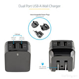 StarTech.com Dual-port USB wall charger - international travel - 17W/3.4A - black