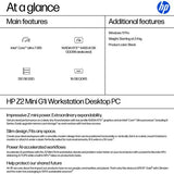 HP Z2 Mini G1i Workstation Desktop PC Intel Core Ultra 7 265 16 GB DDR5-SDRAM 512 GB SSD NVIDIA RTX A400 Windows 11 Pro Mini PC AI Workstation, AI PC Black